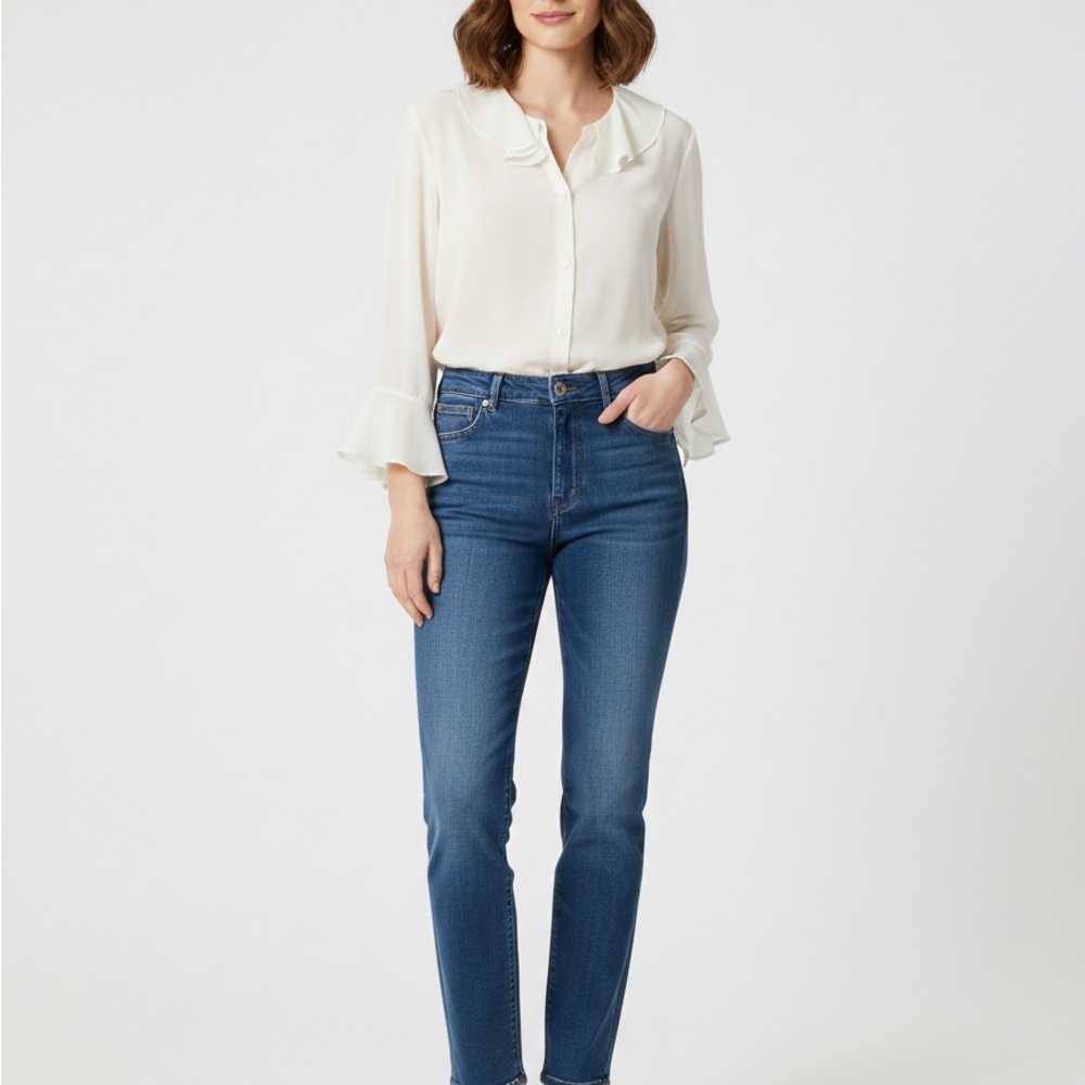 Adrienne Vittadini Cream Button Down Shirt
